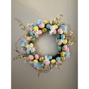 Easter Egg Spring Wreath Pastel Eggs Floral Twig Front Door Decor